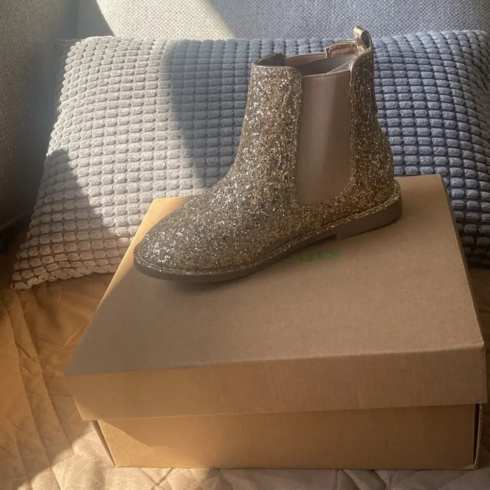 Crewcuts gold glitter boots